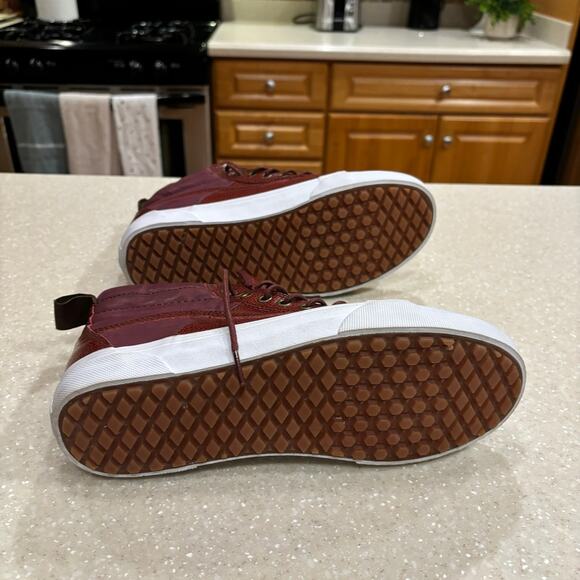 Vans Unisex Size 8M/9.5W Burgundy Leather Hi-Cut Vintage Lace Up Skate Shoes - Picture 11 of 11